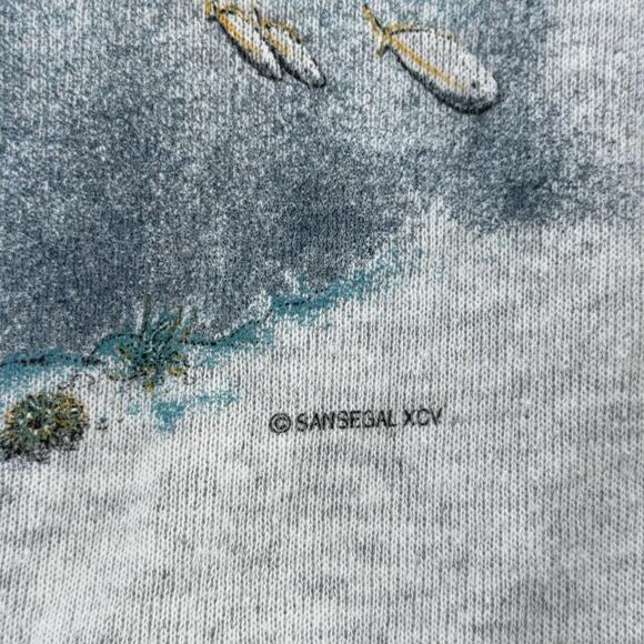Vintage Sansegal Whale Watch Sweatshirt Mens XL Gray Morro Bay Ocean Graphic 90s - Picture 3 of 11